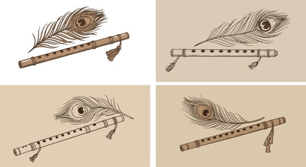Hand-drawn sketch set of human eyes and drawing tools illustration