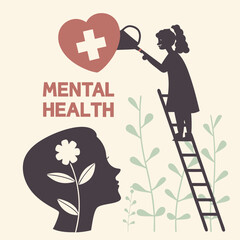 Abstract symbolization of mental health support and well being