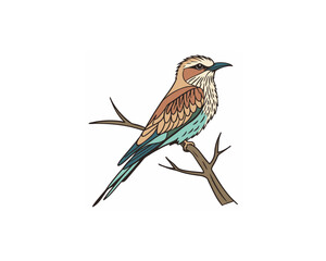 Bird vector Free SVG Download, Minimalist one-line vector illustration of cute bird sleeping on branch 