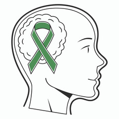 Stylized human profile diagram with color elements