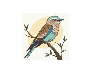 Bird vector Free SVG Download, Minimalist one-line vector illustration of cute bird sleeping on branch 