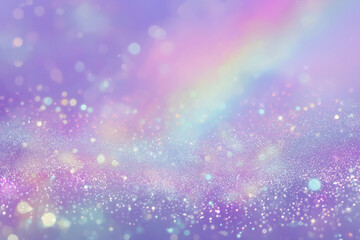 Obraz premium Magical pastel rainbow and glitter background with bokeh lights, dreamy and ethereal atmosphere, soft focus effect