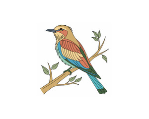 Bird vector Free SVG Download, Minimalist one-line vector illustration of cute bird sleeping on branch 