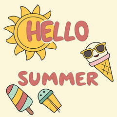 Vibrant summer illustration with colorful elements