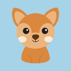 Cute cartoon fox with a sweet smile on a light blue background image