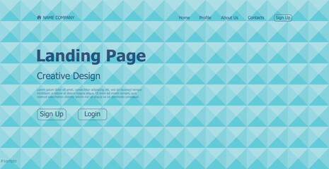 Home page landing blue geometric template landing business page digital website landing page design concept - Vector illustration