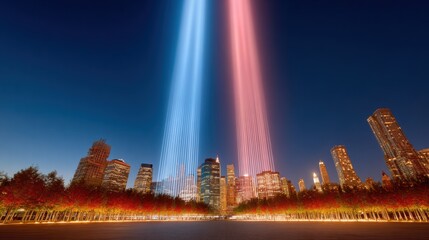 High-Quality September 11 Twin Towers Memorial with Patriot Day Tribute, American Flags, and Reflective Gathering for Authentic Civic Engagement Marketing