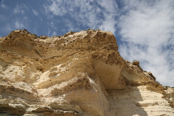 Rocks on the coast of Aktau on the Caspian Sea, Kazakhstan