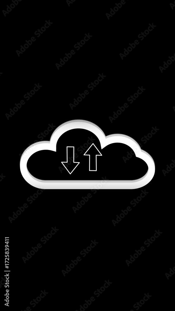 Poster vertical video cloud computing data transfer upload download seamless loop modern technology cyberse