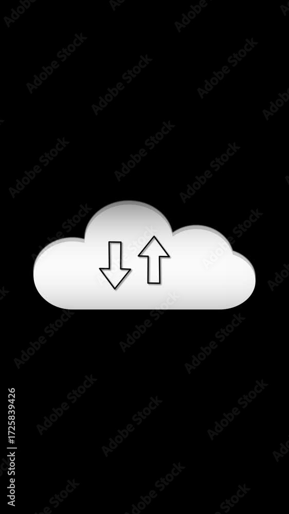 Aufkleber vertical video cloud computing data transfer upload download green animation technology digital cybe
