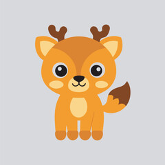 Adorable cartoon deer with small antlers