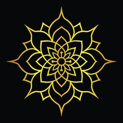 Golden mandala flower pattern ornamental geometric design