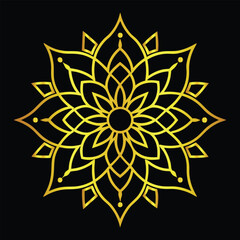 Golden mandala art with sparkle effect