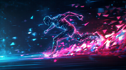 Abstract geometric running man