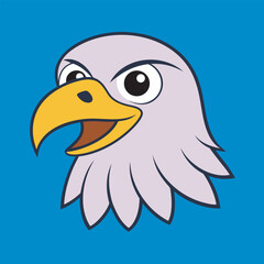 Cartoon eagle head with a blue background, simple and modern design