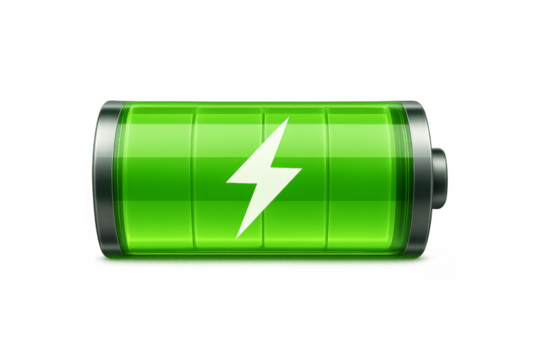 Battery icon showing full charge and power