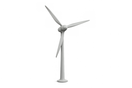 Wind turbine generating clean renewable energy on transparent background