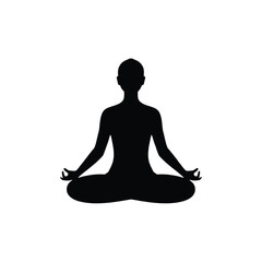 Black silhouette of person meditating in lotus pose 1