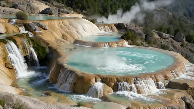 The landscape of Hierve el Agua which is thermal spring located within the Central Valleys region