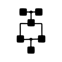 Stylized Black and White Diagrammatic Flowchart Depicting a Decision Making Process or Structure