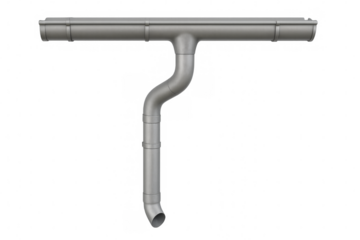 Rain gutter and downpipe draining system on transparent background