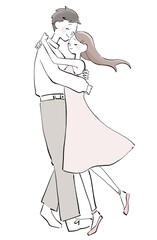 ハグする男女のイラスト