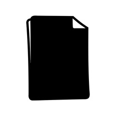 Black and white representation of a file with a curled corner outline