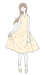 花柄ワンピースの女性