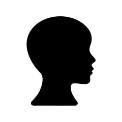 Black silhouette of a head in profile against a white background