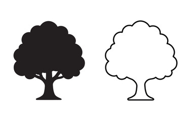 silhouette of a tree Tree with Black and White Outline