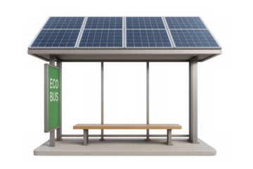 Modern solar panel bus stop promoting eco public transport