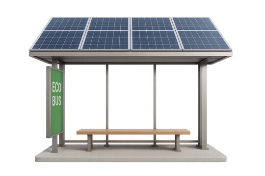 Modern solar panel bus stop promoting eco public transport