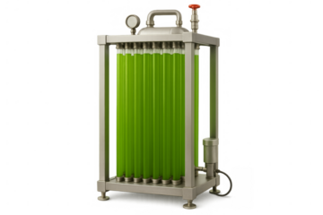 Algae growing in photobioreactor producing green biofuel
