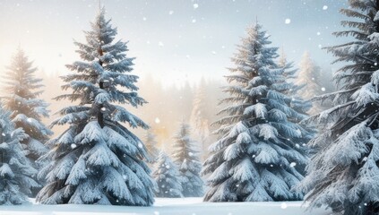 Naklejka premium winter forest in the snow,Winter Forest in the Snow Luxury Snowy Scenic Elegant Nature, Luxury Snow-Covered Forest Premium High-End Winter Landscape, Elegant Winter Forest Covered in Snow Luxury.