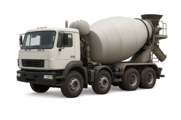 Concrete mixer truck providing materials for construction work