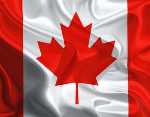 Canadian Flag Waving Majestically In The Wind