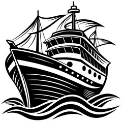 Ship silhouette, vector illustration.