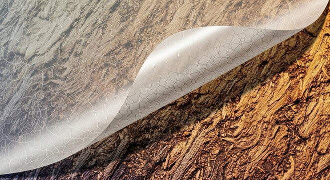 Stunning peel back effect reveals textured bark background for exciting design possibilities now, perfect art