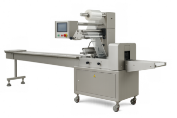 Industrial packaging machine with transparent background