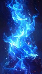 Vibrant blue flames against a dark background