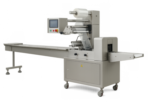 Industrial packaging machine with transparent background