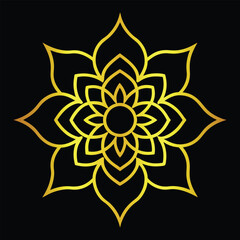 Golden floral mandala symbol sacred geometry zen meditation art