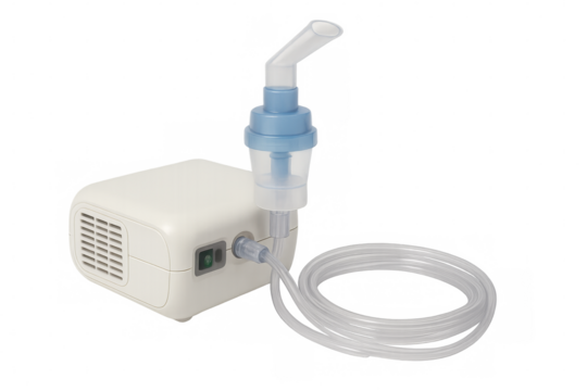 Nebulizer machine for respiratory therapy on transparent background