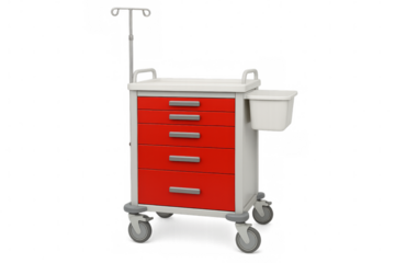 Emergency medical crash cart with iv pole