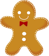 Gingerbread man cookie with red bow