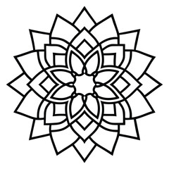 Intricate geometric mandala flower design line art
