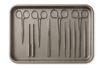 Surgical instruments ready for operation in a medical tray