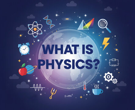 "What is Physics?" Educational Infographic with Science Icons. STEM Learning Concept.