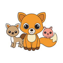 Cartoon fox, weasel and squirrel in vector art