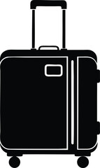 Obraz premium Suitcase with Wheels Travel Luggage Silhouette on white background